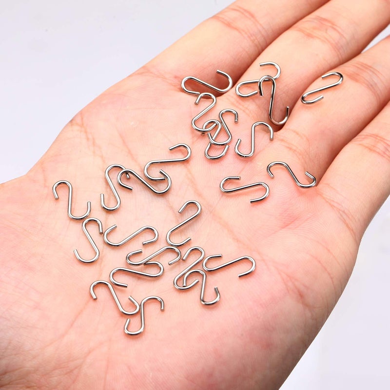Senkary 100 Pieces 1/2 Inch Mini S Hooks Small S Hooks Stainless Steel S Shaped Hooks for Ornaments, Jewelry and Hanging (Silver) - Image 4